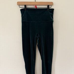 Spanx by Sara Blakely Velvet Leggings Women’s Size Large Green High Rise Stretch